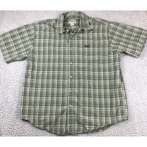 Carhartt Plaid Short Sleeve Button Front Shirt Men's XL Green